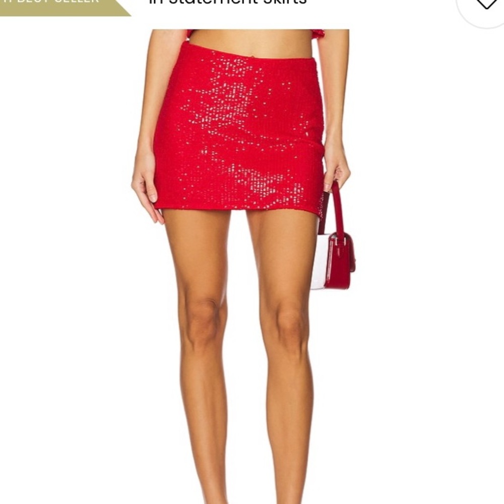 Show Me Your MuMu Red Sequin Skirt